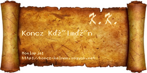 Koncz Kálmán névjegykártya